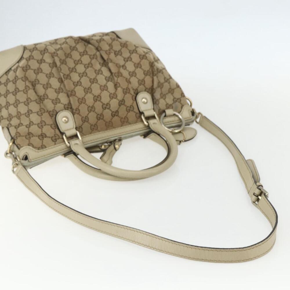 GUCCI GG Canvas Hand Bag 2way Beige Gold 247902 Auth 151442 - Picture 9 of 16